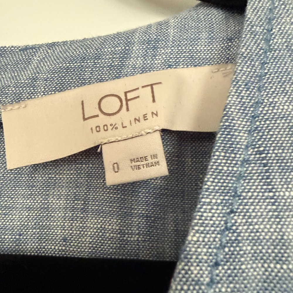 Loft Sleeveless Light Blue Linen Dress - Picture 5 of 7